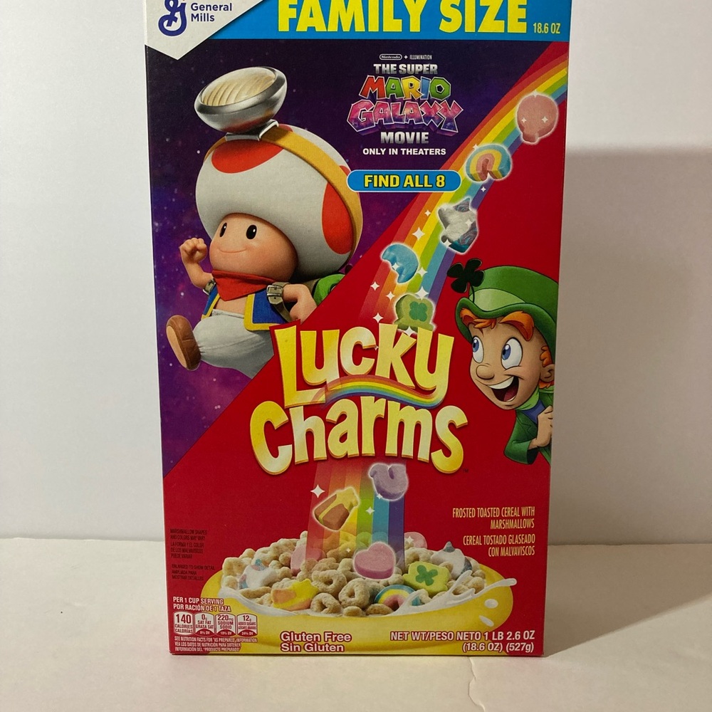 Super Mario Galaxy Lucky Charms Cereal Box
